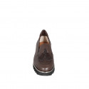 Woman's loafer in dark brown leather with tassel wedge 3 - Available sizes:  32