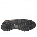 Woman's loafer in dark brown leather with tassel wedge 3 - Available sizes:  32