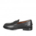 Woman's college loafer in black leather with heel 2 - Available sizes:  45