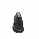 Woman's college loafer in black leather with heel 2 - Available sizes:  45