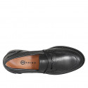 Woman's college loafer in black leather with heel 2 - Available sizes:  45