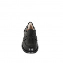 Mocasines college para mujer en piel cepillada negra y tacón 2 - Tallas disponibles:  34, 42, 43, 44, 45, 46