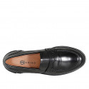 Mocasines college para mujer en piel cepillada negra y tacón 2 - Tallas disponibles:  34, 42, 43, 44, 45, 46