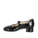 Woman's Mary Jane pump in black patent leather heel 3 - Available sizes:  32, 43, 44, 45, 46