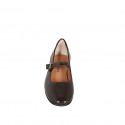 Woman's Mary Jane pump in dark brown patent leather heel 3 - Available sizes:  32, 42, 43, 44, 45