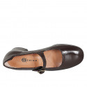 Woman's Mary Jane pump in dark brown patent leather heel 3 - Available sizes:  32, 42, 43, 44, 45
