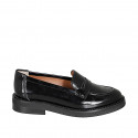 Mocasines college para mujer en charol negro con tacón 2 - Tallas disponibles:  33, 34, 42, 43, 44, 45, 46