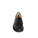 Mocasines college para mujer en charol negro con tacón 2 - Tallas disponibles:  33, 34, 42, 43, 44, 45, 46