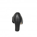 Mocasines para mujer en piel negra con puntera redonda y tacón 7 - Tallas disponibles:  32, 33, 34, 35, 42, 43, 44, 45