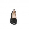 Mocasines para mujer en piel negra con puntera redonda y tacón 7 - Tallas disponibles:  32, 33, 34, 35, 42, 43, 44, 45