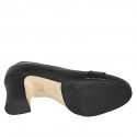 Mocasines para mujer en piel negra con puntera redonda y tacón 7 - Tallas disponibles:  32, 33, 34, 35, 42, 43, 44, 45