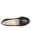 Mocasines para mujer en piel negra con puntera redonda y tacón 7 - Tallas disponibles:  32, 33, 34, 35, 42, 43, 44, 45