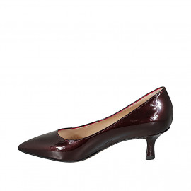 Woman's pump in maroon patent leather spool heel 5 - Available sizes:  32, 33, 34, 35, 42, 43, 45 2