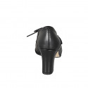 Woman's Derby lace-up shoes with a cap toe in black leather heel 7 - Available sizes:  32, 33, 34, 35, 42, 43, 44, 45, 46