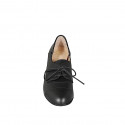Woman's Derby lace-up shoes with a cap toe in black leather heel 7 - Available sizes:  32, 33, 34, 35, 42, 43, 44, 45, 46