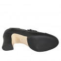 Woman's Derby lace-up shoes with a cap toe in black leather heel 7 - Available sizes:  32, 33, 34, 35, 42, 43, 44, 45, 46