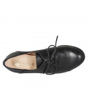 Woman's Derby lace-up shoes with a cap toe in black leather heel 7 - Available sizes:  32, 33, 34, 35, 42, 43, 44, 45, 46
