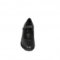 Woman's Mary Jane pump with strap and removable insole in black leather wedge 6 - Available sizes:  32, 33, 34, 35