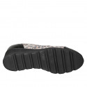 Woman's pump with decorative accessory and removable insole in black patent leather and spotted suede wedge 4 - Available sizes:  34, 42, 43, 44, 45, 46
