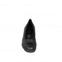 Woman's pump with decorative accessory and removable insole in black leather wedge 6 - Available sizes:  32, 33, 34, 35, 43, 44, 46