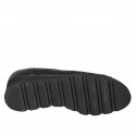 Woman's pump with decorative accessory and removable insole in black leather wedge 6 - Available sizes:  32, 33, 34, 35, 43, 44, 46