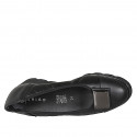 Woman's pump with decorative accessory and removable insole in black leather wedge 6 - Available sizes:  32, 33, 34, 35, 43, 44, 46