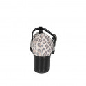 Woman's pump in black patent leather and spotted suede with a T-strap heel 6 - Available sizes:  34, 35, 42, 43, 44, 45, 46