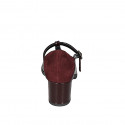 Escarpins pour femmes en daim et cuir verni bordeaux avec bride en T talon 6 - Pointures disponibles:  42