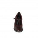 Escarpins pour femmes en daim et cuir verni bordeaux avec bride en T talon 6 - Pointures disponibles:  42