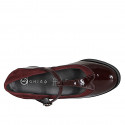Escarpins pour femmes en daim et cuir verni bordeaux avec bride en T talon 6 - Pointures disponibles:  42