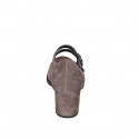 Woman's Mary Jane pump with straps in taupe suede and dark brown suede toe cap heel 6 - Available sizes:  33, 44, 45
