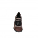 Woman's Mary Jane pump with straps in taupe suede and dark brown suede toe cap heel 6 - Available sizes:  33, 44, 45