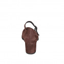 Woman's Mary Jane pump with a strap in dark brown suede heel 6 - Available sizes:  32, 33, 34, 43, 44