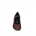 Woman's Mary Jane pump with a strap in dark brown suede heel 6 - Available sizes:  32, 33, 34, 43, 44
