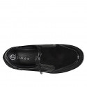 Chaussure pour femmes en daim, daim imprimé, verni noir, zips latéraux, semelle amovible, talon compensée 4 - Pointures disponibles:  32, 34, 42, 43, 44, 45