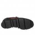 Chaussure pour femmez en daim, verni imprimé et cuir marron foncé, fermetures, semelle intérieure amovible talon compensée 4 - Pointures disponibles:  33, 34, 42, 43, 44, 45, 46