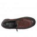Chaussure pour femmez en daim, verni imprimé et cuir marron foncé, fermetures, semelle intérieure amovible talon compensée 4 - Pointures disponibles:  33, 34, 42, 43, 44, 45, 46