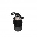 Woman's lace-up shoe in black suede and spotted suede, with side zipper, removable insole wedge 4 - Available sizes:  32, 33, 34, 43, 44, 45, 46