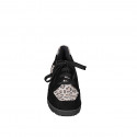 Woman's lace-up shoe in black suede and spotted suede, with side zipper, removable insole wedge 4 - Available sizes:  32, 33, 34, 43, 44, 45, 46