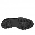 Woman's black suede loafer with metallic accessory, chunky lug sole heel 3 - Available sizes:  32, 44, 45, 46