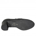 Chaussure fermeé pour femmes avec elastique, fermeture èclair et semelle amovible en cuir noir talon 6 - Pointures disponibles:  42, 43, 44