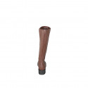 Woman's boots in brown leather with side zip heel 4 - Available sizes:  32, 33, 34, 42, 43, 44, 45, 46