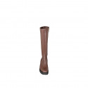 Woman's boots in brown leather with side zip heel 4 - Available sizes:  32, 33, 34, 42, 43, 44, 45, 46