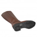 Woman's boots in brown leather with side zip heel 4 - Available sizes:  32, 33, 34, 42, 43, 44, 45, 46