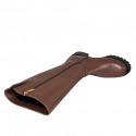 Woman's boots in brown leather with side zip heel 4 - Available sizes:  32, 33, 34, 42, 43, 44, 45, 46