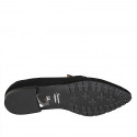 Mocasines para mujer con punta en gamuza negra con adorno dorado, suela dentada y tacón 2 - Tallas disponibles:  33, 34, 42, 43, 44, 45, 46