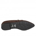 Woman's pointed-toe loafer in dark brown suede with a gold-tone detail, chunky lug sole and heel 2 - Available sizes:  34, 42, 45