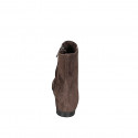 Botines para mujer con punta en gamuza marron oscuro con cremallera lateral y tacón 2 - Tallas disponibles:  32, 34