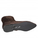 Botines para mujer con punta en gamuza marron oscuro con cremallera lateral y tacón 2 - Tallas disponibles:  32, 34