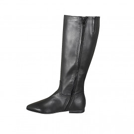 Stivale a punta da donna con cerniera ed elastico in pelle nera tacco 2 - Misure disponibili: 33, 34, 42, 43, 44, 45, 46 2